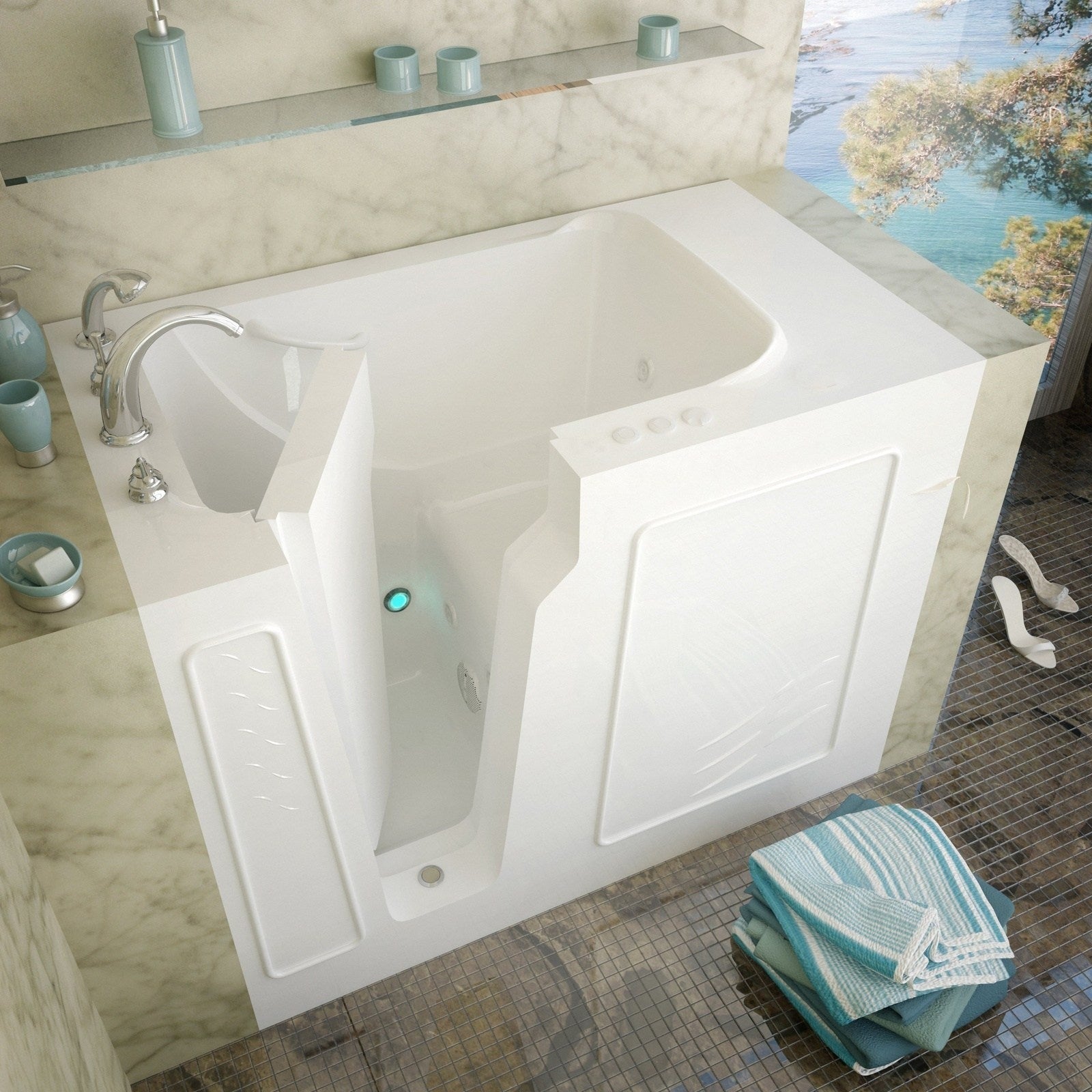 MediTub - 2952 Series Walk-In 29 x 52 Left Drain White Whirlpool Jetted Walk-In Bathtub