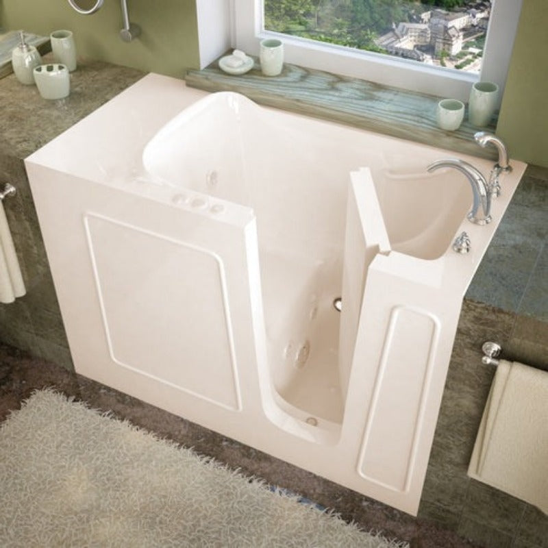 MediTub - 2653 Series Walk-In 26 x 53 Right Drain Biscuit Whirlpool Jetted Walk-In Bathtub